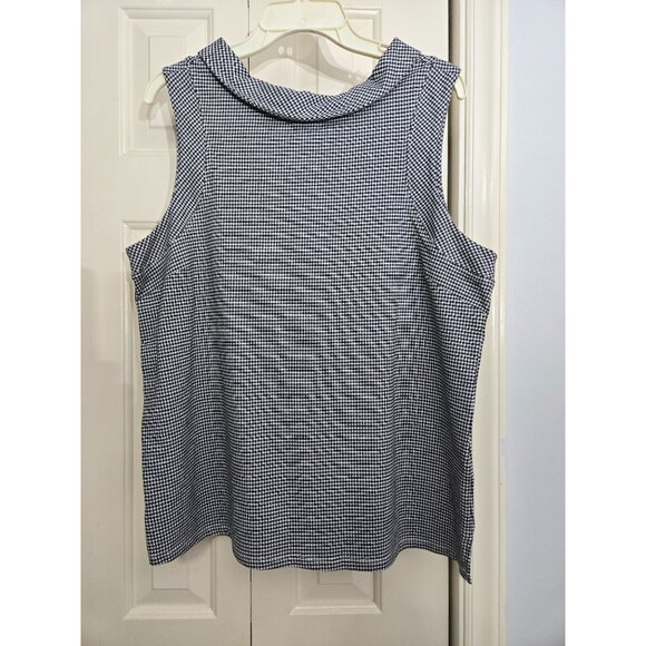 Rafaella Womens Sleeveless Gingham Top With Button Back Collar Detail Size L - Picture 1 of 3